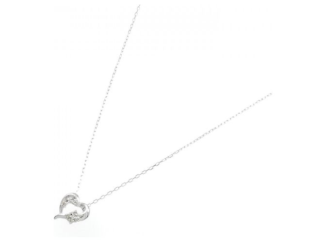 Autre Marque K10 Weißgold-Diamant-Halskette Silber - Ansicht 2