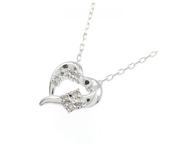 Autre Marque K10 Weißgold-Diamant-Halskette Silber - Ansicht 3