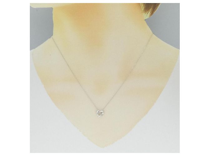 Autre Marque K10 Weißgold-Diamant-Halskette Silber - Ansicht 6