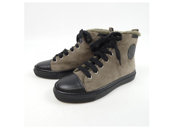 Sneakers in shearling Hermès Verde Cachi - vista 3