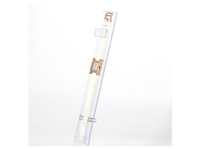 Hermès H Watch PG/D Pink Gold Quartz 17x24mm White Golden - view 2