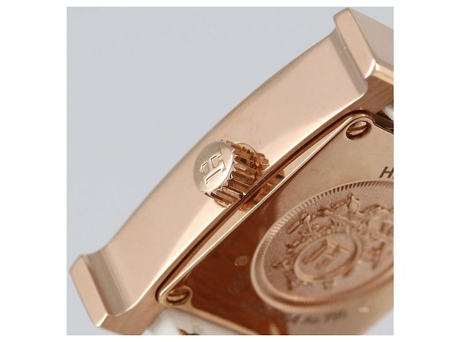 Hermès H Watch PG/D Pink Gold Quartz 17x24mm White Golden - view 3