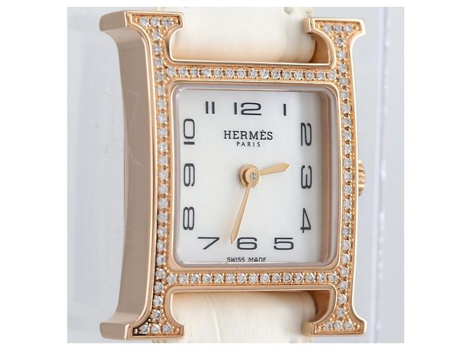 Hermès H Watch PG/D Pink Gold Quartz 17x24mm White Golden - view 6