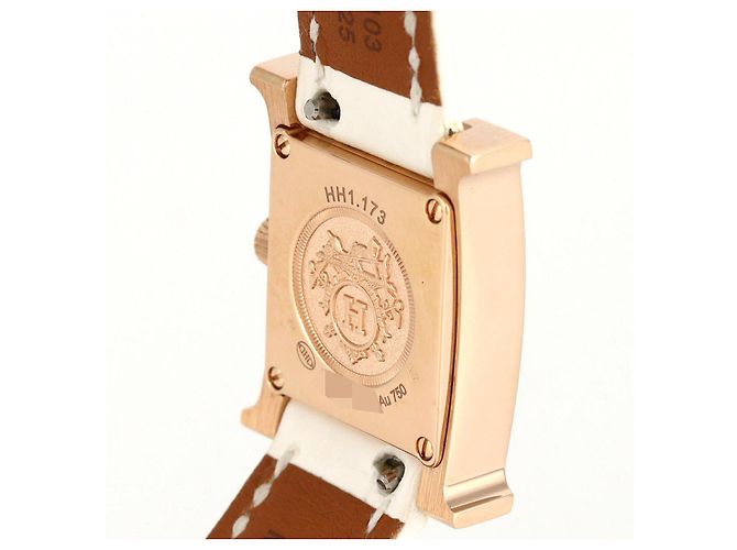 Hermès H Watch PG/D Pink Gold Quartz 17x24mm White Golden - view 7