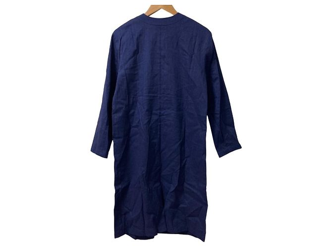 Abrigo sin cuello de lino Theory Luxe Azul - vista 3