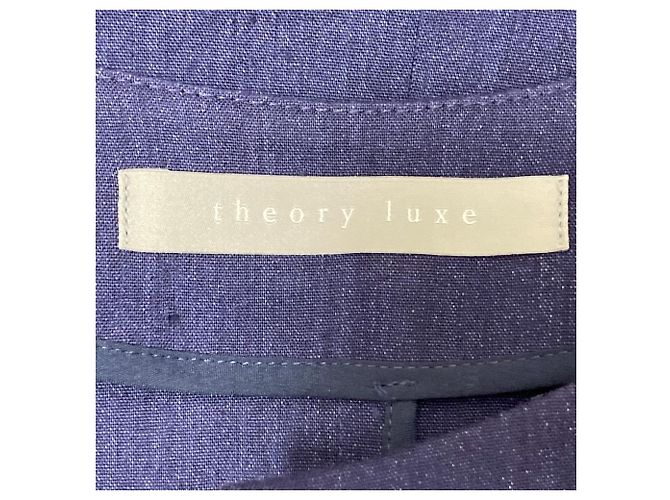 Abrigo sin cuello de lino Theory Luxe Azul - vista 4