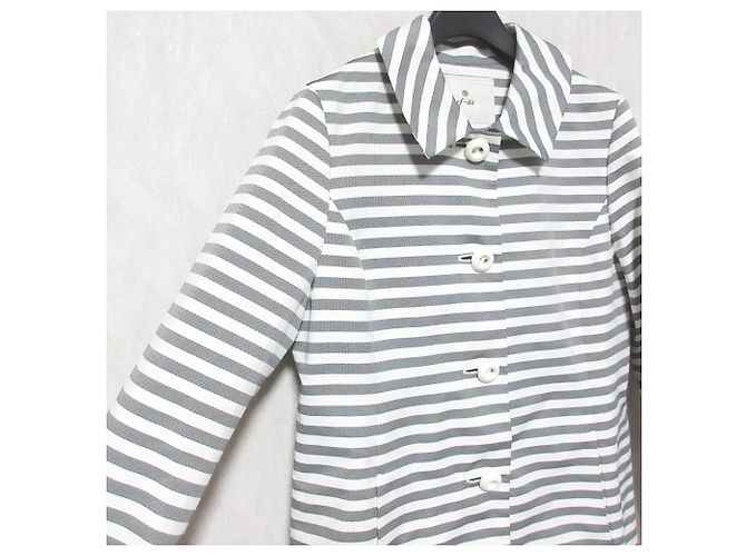Autre Marque Abrigo de primavera ef-de Stripe Castaño Blanco - vista 3