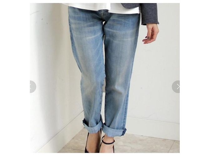 Autre Marque Current Elliott Pantalones de denim de algodón THE BOYFRIEND Azul - vista 3