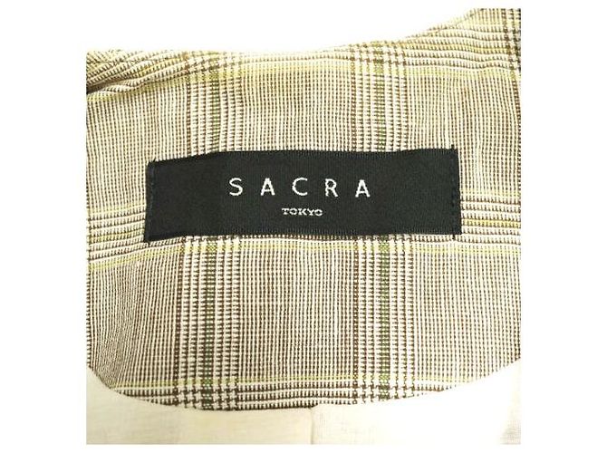 Autre Marque Abrigo de Lino y Algodón a Cuadros Glen SACRA Beige - vista 6