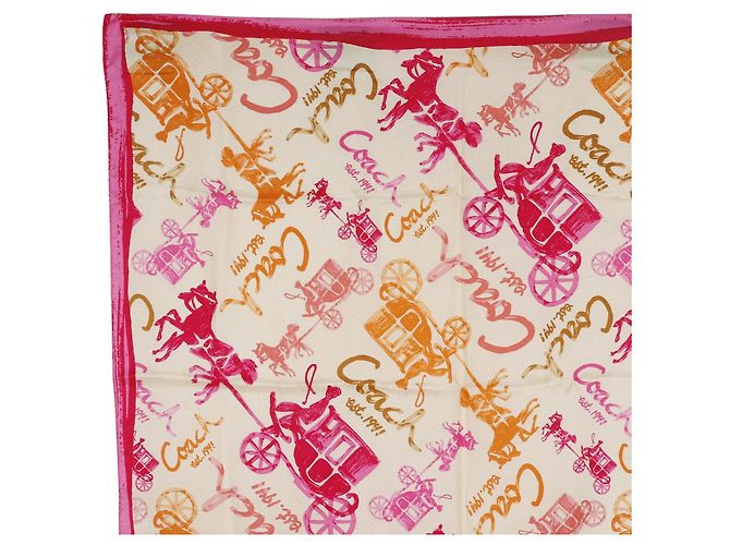 Bufanda de seda Horse & Carriage de Coach Rosa Beige - vista 2