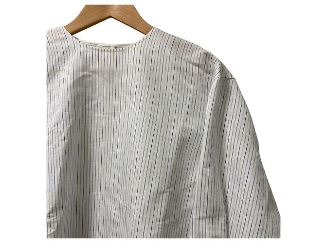 Autre Marque Blusa a maniche lunghe in cotone e seta a righe BLAMINK Bianco - vista 2