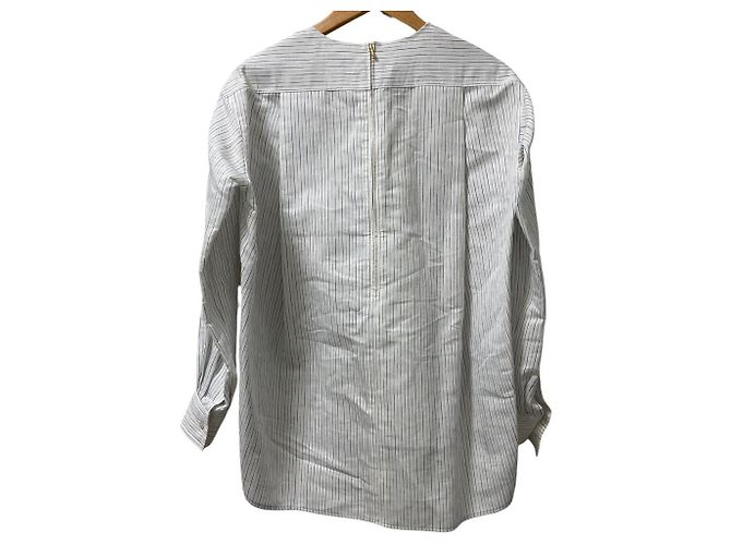 Autre Marque Blusa a maniche lunghe in cotone e seta a righe BLAMINK Bianco - vista 3