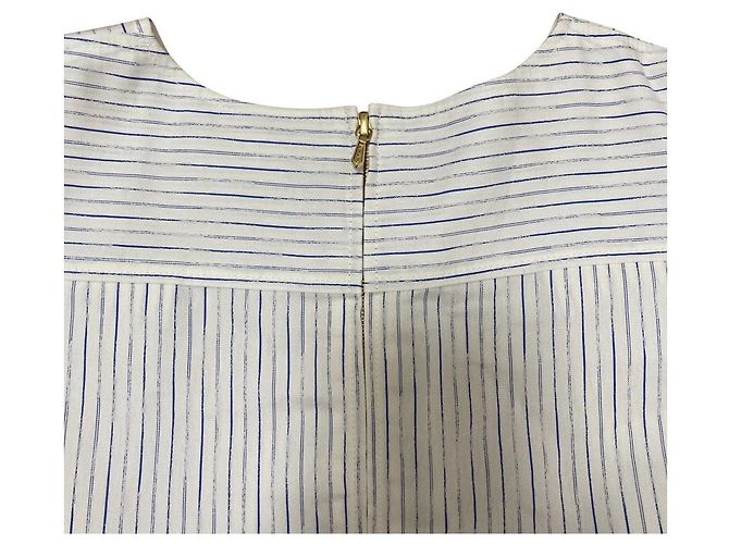 Autre Marque Blusa a maniche lunghe in cotone e seta a righe BLAMINK Bianco - vista 4