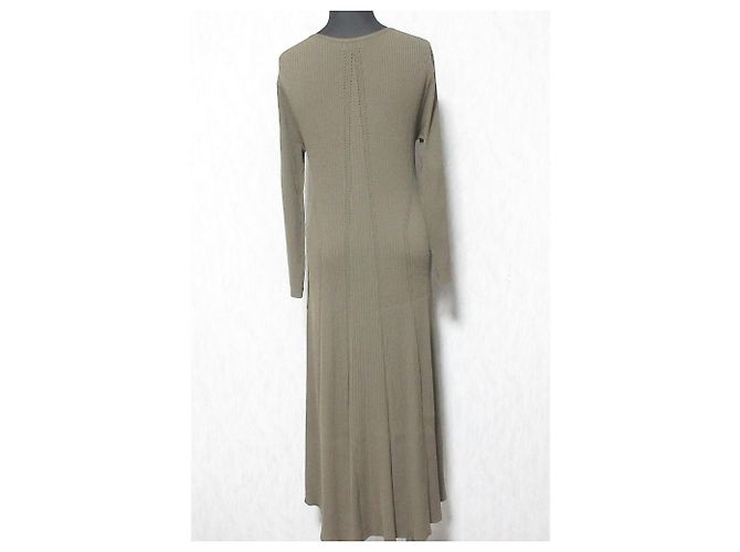 Theory CREPE STRICKRIPP LANGES KLEID Grün Khaki - Ansicht 2
