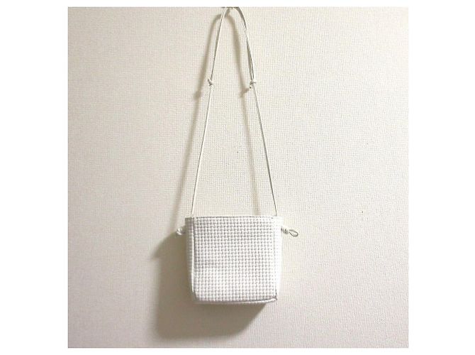 Autre Marque Borsa a Spalla in Pelle Mesh NOMADIS CARRE Bianco - vista 3