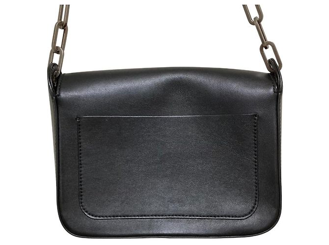 Autre Marque Borsa a spalla in pelle Coccinelle con patta e catena Nero Grigio - vista 2