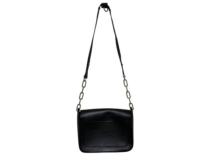 Autre Marque Borsa a spalla in pelle Coccinelle con patta e catena Nero Grigio - vista 4