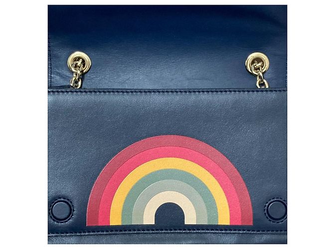 Borsa a spalla in pelle con catena Paul Smith Blu - vista 10