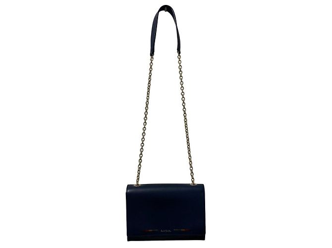 Borsa a spalla in pelle con catena Paul Smith Blu - vista 2