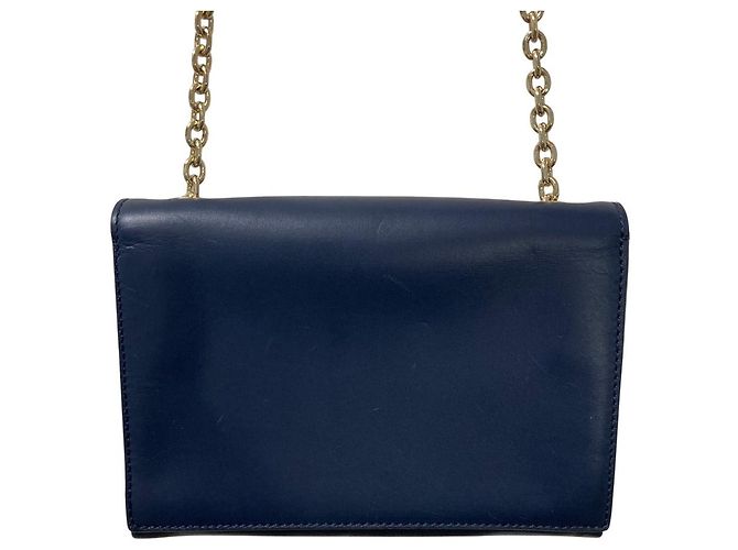 Borsa a spalla in pelle con catena Paul Smith Blu - vista 3