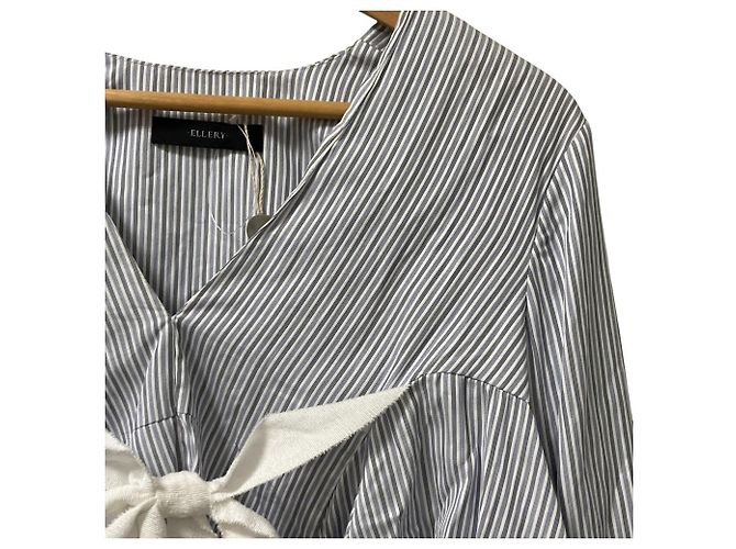 Autre Marque Ellery DECO Bluse mit Glockenärmeln Weiß Blau - Ansicht 2