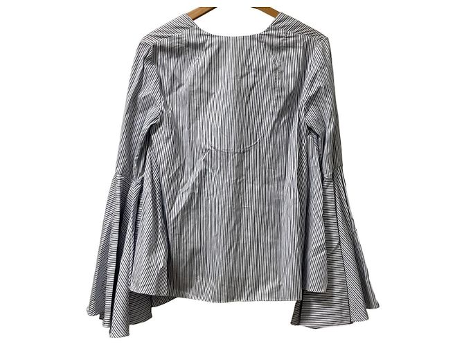 Autre Marque Ellery DECO Bluse mit Glockenärmeln Weiß Blau - Ansicht 3