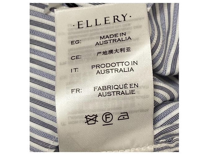 Autre Marque Ellery DECO Bluse mit Glockenärmeln Weiß Blau - Ansicht 8