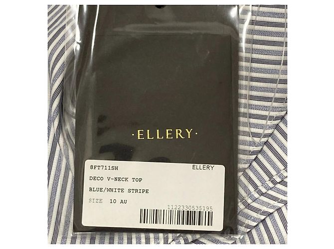 Autre Marque Ellery DECO Bluse mit Glockenärmeln Weiß Blau - Ansicht 9