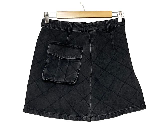 Autre Marque Dzzit Jeansrock mit Diamantsteppung Schwarz - Ansicht 2