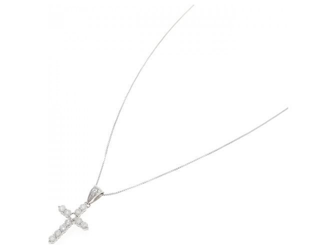 Autre Marque Collana a Croce in Platino e Diamanti Argento - vista 2