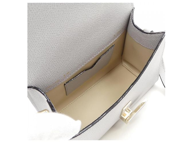Borsa a tracolla Valextra ISIDE in pelle di vitello morbida Grigio - vista 6