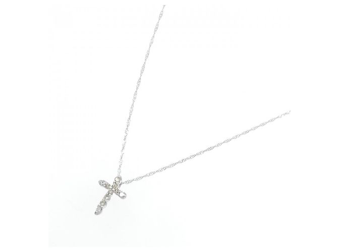 Autre Marque Collana con diamante incrociato K14WG Argento - vista 2