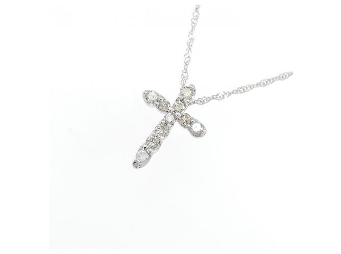 Autre Marque Collana con diamante incrociato K14WG Argento - vista 3