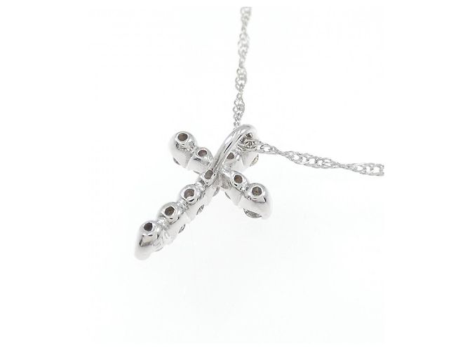 Autre Marque Collana con diamante incrociato K14WG Argento - vista 4