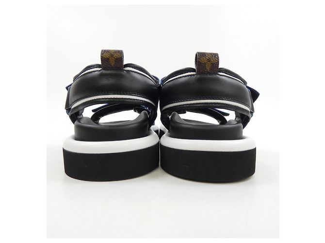 Sandali in pelle di vitello Louis Vuitton Pool Pillow Line Nero Blu - vista 5
