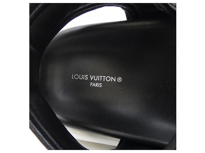 Sandali in pelle di vitello Louis Vuitton Pool Pillow Line Nero Blu - vista 6