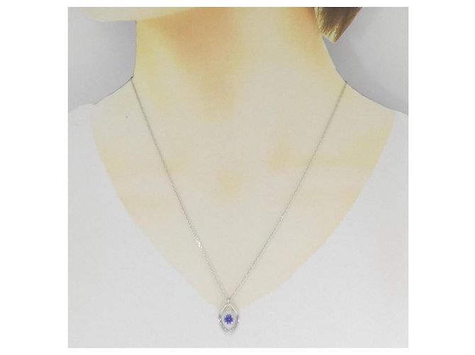 Autre Marque Collana in platino Pt900 Pt850 con tanzanite Argento - vista 6