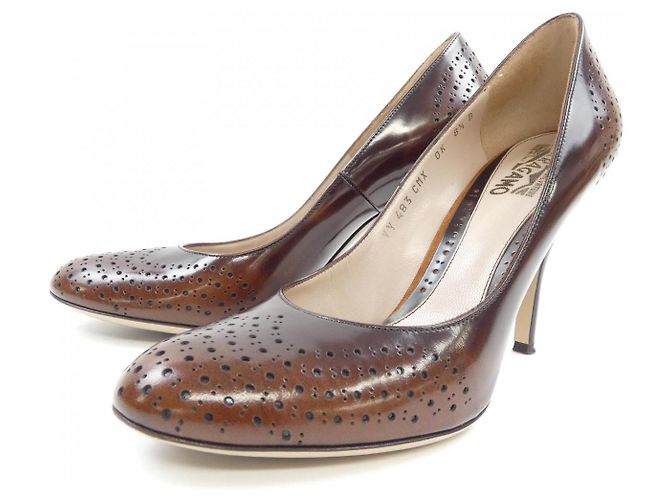 Pumps Salvatore Ferragamo Marrone - vista 3