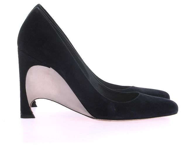 Dior Navy Wildleder-Pumps mit silbernen Absätzen Schwarz - Ansicht 3