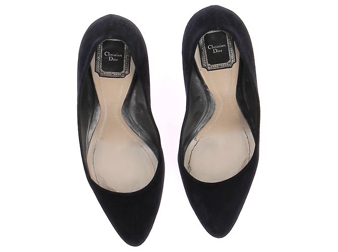 Dior Navy Wildleder-Pumps mit silbernen Absätzen Schwarz - Ansicht 6