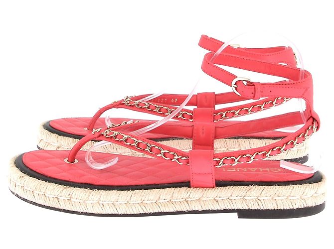 Chanel Sandali con zeppa rosa a fasce - vista 2
