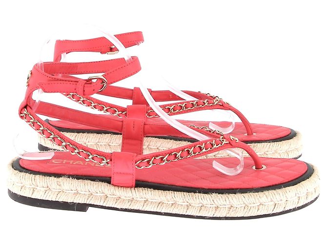 Chanel Sandali con zeppa rosa a fasce - vista 3