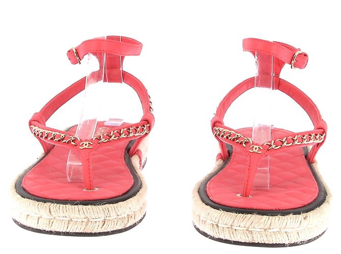 Chanel Sandali con zeppa rosa a fasce - vista 4