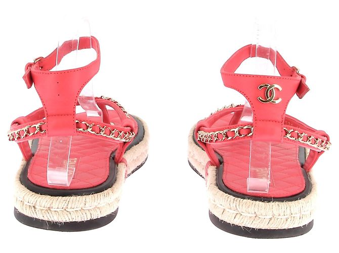 Chanel Sandali con zeppa rosa a fasce - vista 5