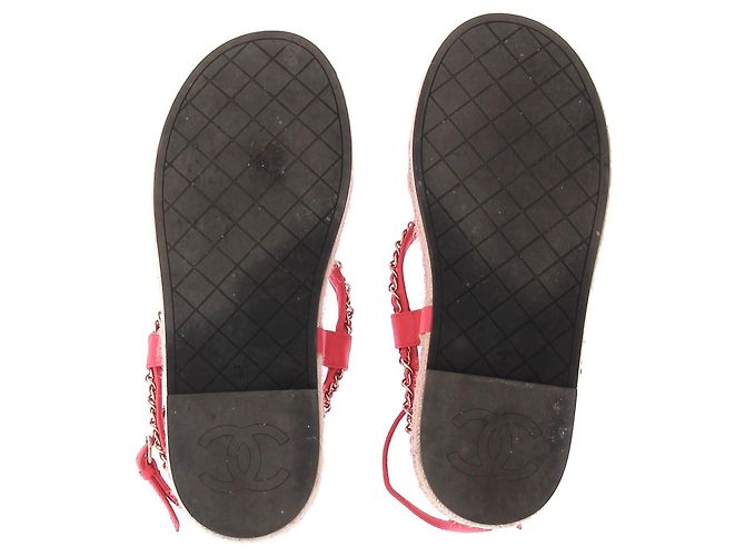 Chanel Sandali con zeppa rosa a fasce - vista 7