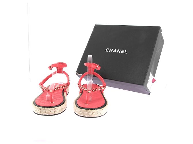 Chanel Sandali con zeppa rosa a fasce - vista 9