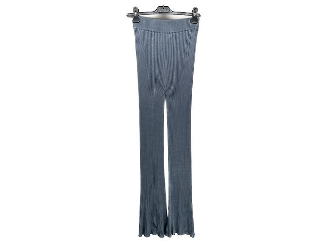Autre Marque Pantalón azul acampanado de punto canalé - vista 2