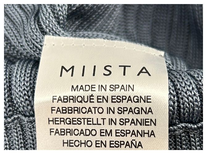 Autre Marque Pantalón azul acampanado de punto canalé - vista 4