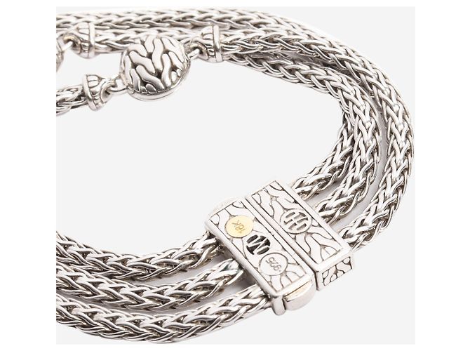 Autre Marque Bracciale a tripla catena in argento sterling con charm in diamante - vista 5