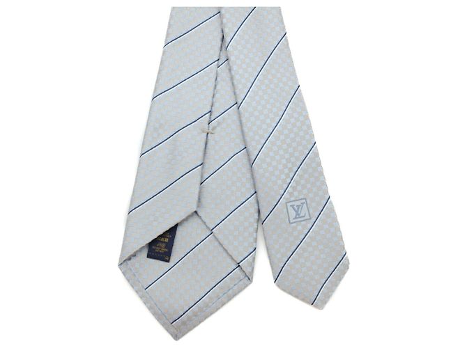 LOUIS VUITTON Cravatta Louis Vuitton Ex Cravate Blu Cielo Grigio % Seta Marrone - vista 3